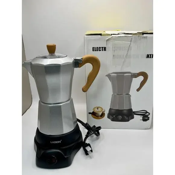 Electric Moka Pot Espresso Maker 6-Cup (300ml) Portable with Detachable Base - Picture 2 of 9